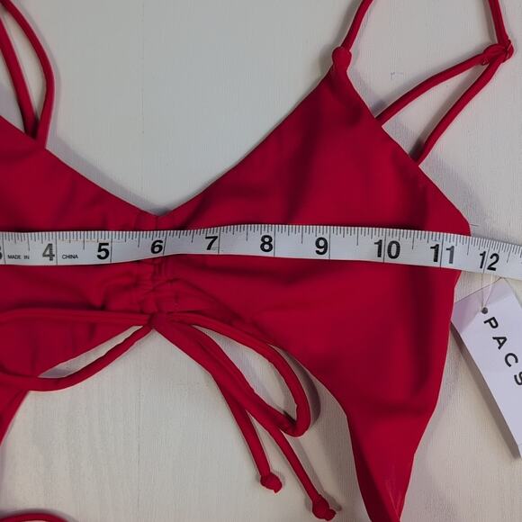 Pacsun Womens Red Monokini Swimsuit Size XXS Cutout One Piece Ruched Tie Front - Picture 8 of 10